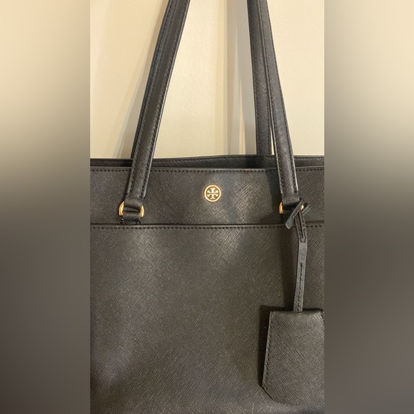 Tory Burch Robinson Tote Leather Women's Bag -Black - Picture 1 of 6